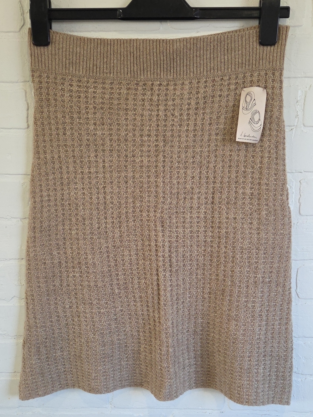 Babaton Taupe Knit Hooded Infinity Scarf (But Looks Like A Midi Skirt)